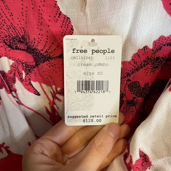 Free People Pink and White Floral Wrap Dress - Picture 4 of 7
